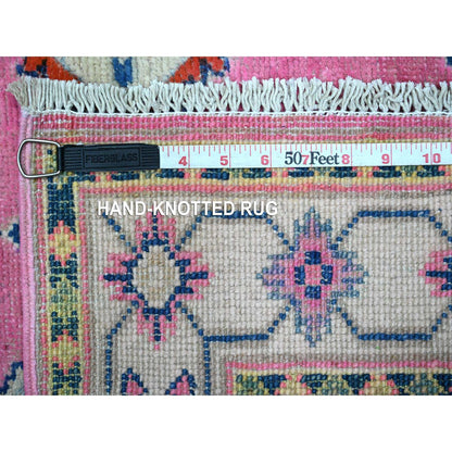 Kazak Wool Hand Knotted Rug Pink Ivory 2.6X15.6 -O089622