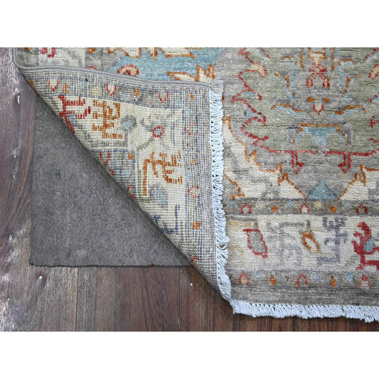 Oushak And Peshawar Wool Hand Knotted Rug Grey Ivory 3.0X4.8 -O089623