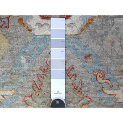 Oushak And Peshawar Wool Hand Knotted Rug Grey Ivory 3.0X4.8 -O089623