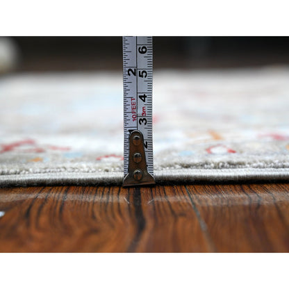 Oushak And Peshawar Wool Hand Knotted Rug Grey Ivory 3.0X4.8 -O089623