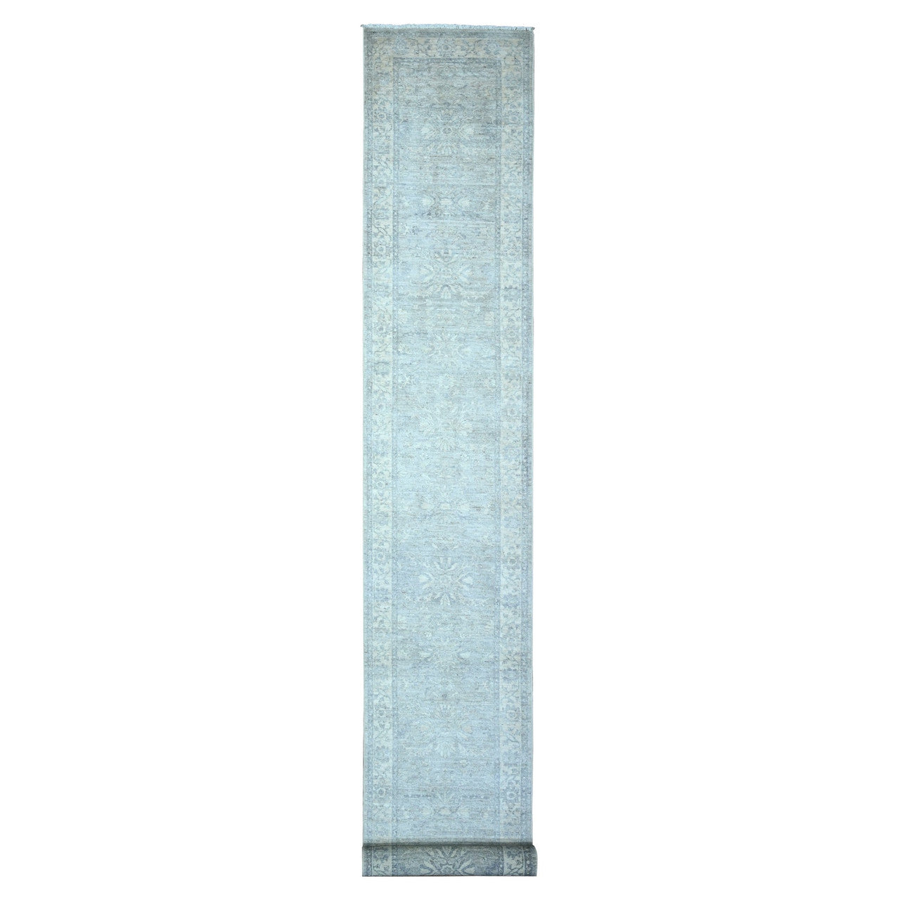 Gray 2'5" x 17'10" Oushak And Peshawar Hand knotted Wool Rug - Sku: O089625