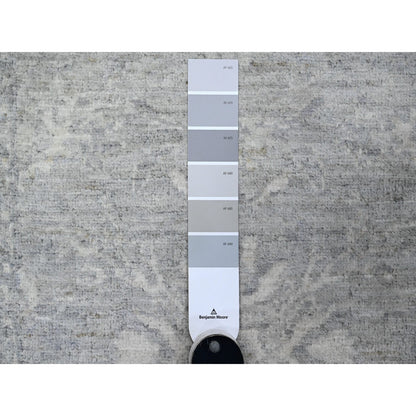 Oushak And Peshawar Wool Hand Knotted Rug Grey Ivory 2.5X17.10 -O089625