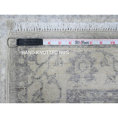 Oushak And Peshawar Wool Hand Knotted Rug Grey Ivory 2.5X17.10 -O089625
