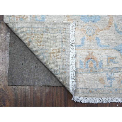 Oushak And Peshawar Wool Hand Knotted Rug Grey Ivory 2.7X9.6 -O089627