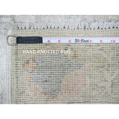 Oushak And Peshawar Wool Hand Knotted Rug Grey Green 2.6X19.1 -O089629