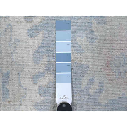 Oushak And Peshawar Wool Hand Knotted Rug Blue Gray 2.7X15.3 -O089630