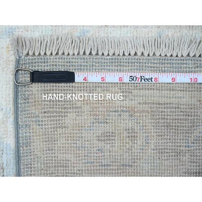 Oushak And Peshawar Wool Hand Knotted Rug Blue Gray 2.7X15.3 -O089630