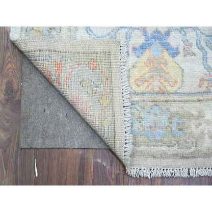 Oushak And Peshawar Wool Hand Knotted Rug Grey Green 2.7X15.9 -O089631