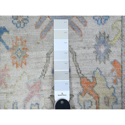 Oushak And Peshawar Wool Hand Knotted Rug Grey Green 2.7X15.9 -O089631