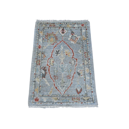 Oushak And Peshawar Wool Hand Knotted Rug Grey Gray 2.1X3.1 -O089633