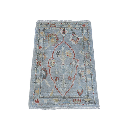 Oushak And Peshawar Wool Hand Knotted Rug Grey Gray 2.1X3.1 -O089633