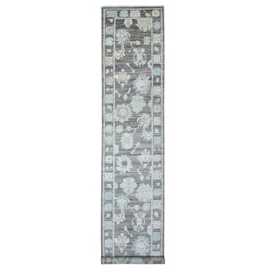 Oushak And Peshawar Wool Hand Knotted Rug Grey Gray 3.0X15.7 -O089636