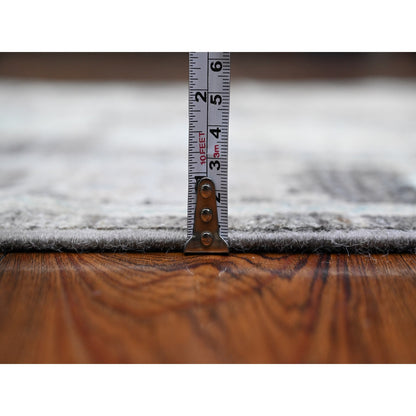 Oushak And Peshawar Wool Hand Knotted Rug Grey Gray 3.0X15.7 -O089636