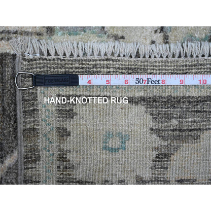 Oushak And Peshawar Wool Hand Knotted Rug Grey Gray 3.0X15.7 -O089636