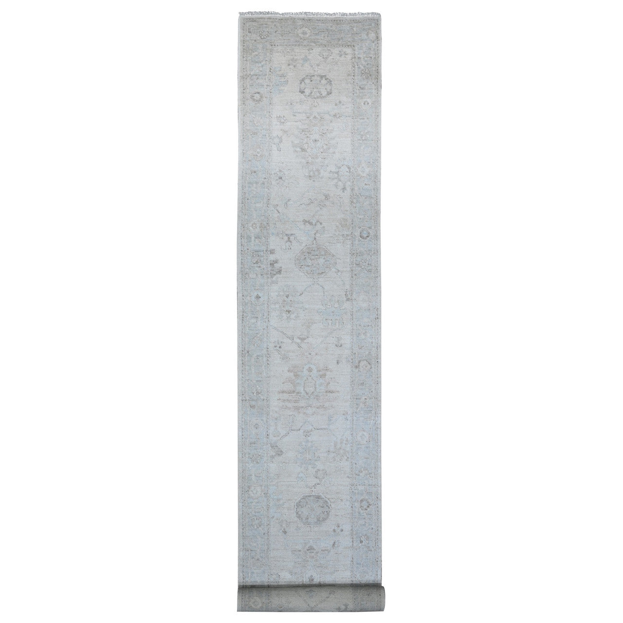 Ivory 2'9" x 19'0" Oushak And Peshawar Hand knotted Wool Rug - Sku: O089637