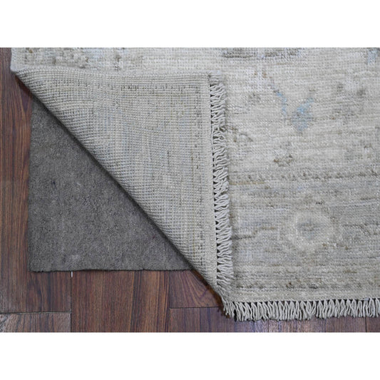 Oushak And Peshawar Wool Hand Knotted Rug Ivory Gray 2.9X19.0 -O089637