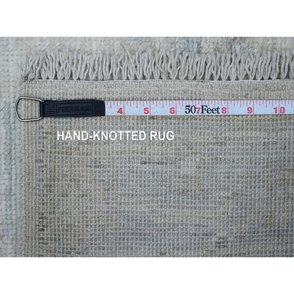 Oushak And Peshawar Wool Hand Knotted Rug Ivory Gray 2.9X19.0 -O089637