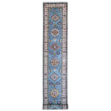 Kazak Wool Hand Knotted Rug Blue Ivory 2.7X19.6 -O089638