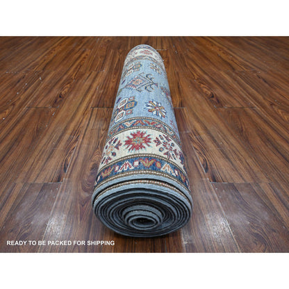 Kazak Wool Hand Knotted Rug Blue Ivory 2.7X19.6 -O089638