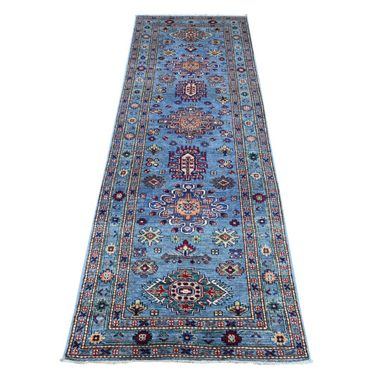 Kazak Wool Hand Knotted Rug Blue Gray 2.8X7.9 -O089640
