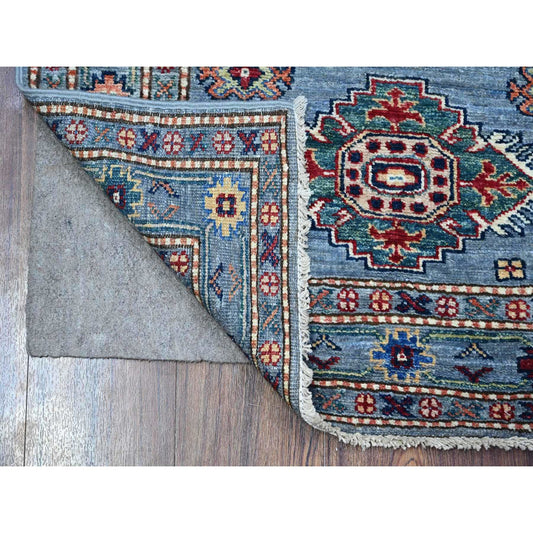 Kazak Wool Hand Knotted Rug Blue Gray 2.8X7.9 -O089640