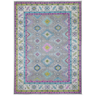 Kazak Wool Hand Knotted Rug Grey Ivory 8.2X11.5 -O089641