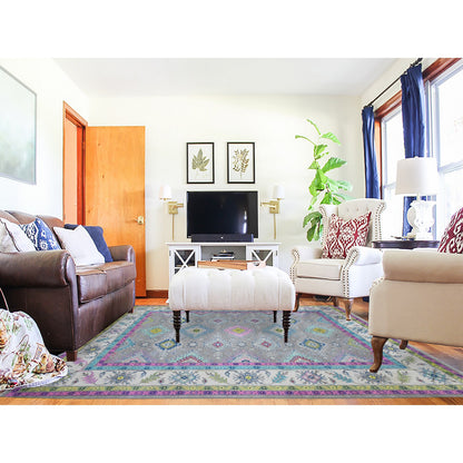 Kazak Wool Hand Knotted Rug Grey Ivory 8.2X11.5 -O089641