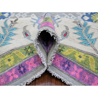 Kazak Wool Hand Knotted Rug Grey Ivory 8.2X11.5 -O089641