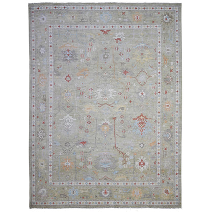 Oushak And Peshawar Wool Hand Knotted Rug Green Green 11.10X15.9 -O089642