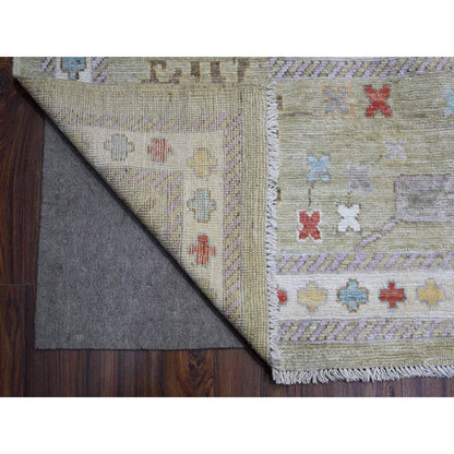 Oushak And Peshawar Wool Hand Knotted Rug Green Green 11.10X15.9 -O089642
