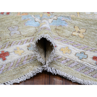 Oushak And Peshawar Wool Hand Knotted Rug Green Green 11.10X15.9 -O089642