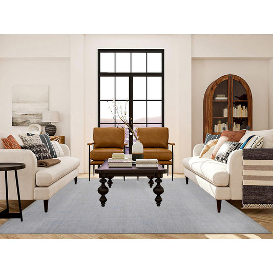 Oushak And Peshawar Wool Hand Knotted Rug Grey Ivory 8.1X9.7 -O089643