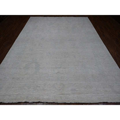 Oushak And Peshawar Wool Hand Knotted Rug Ivory Ivory 8.10X11.4 -O089645