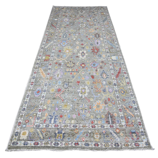 Oushak And Peshawar Wool Hand Knotted Rug Green Green 4.5X10.0 -O089647