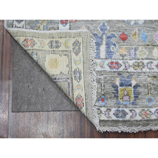 Oushak And Peshawar Wool Hand Knotted Rug Green Green 4.5X10.0 -O089647