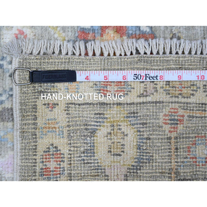 Oushak And Peshawar Wool Hand Knotted Rug Green Green 4.5X10.0 -O089647