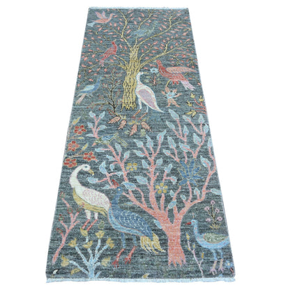 Oushak And Peshawar Wool Hand Knotted Rug Grey No Border 2.6X6.2 -O089648