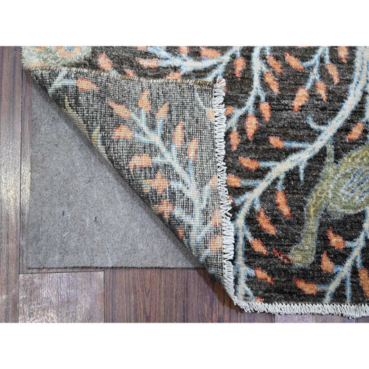 Oushak And Peshawar Wool Hand Knotted Rug Grey No Border 4.0X15.10 -O089649