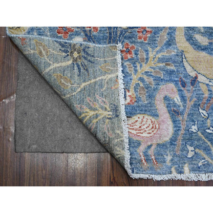 Oushak And Peshawar Wool Hand Knotted Rug Blue No Border 5.11X11.10 -O089650