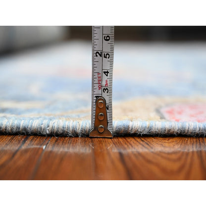 Oushak And Peshawar Wool Hand Knotted Rug Blue No Border 5.11X11.10 -O089650