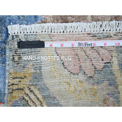 Oushak And Peshawar Wool Hand Knotted Rug Blue No Border 5.11X11.10 -O089650