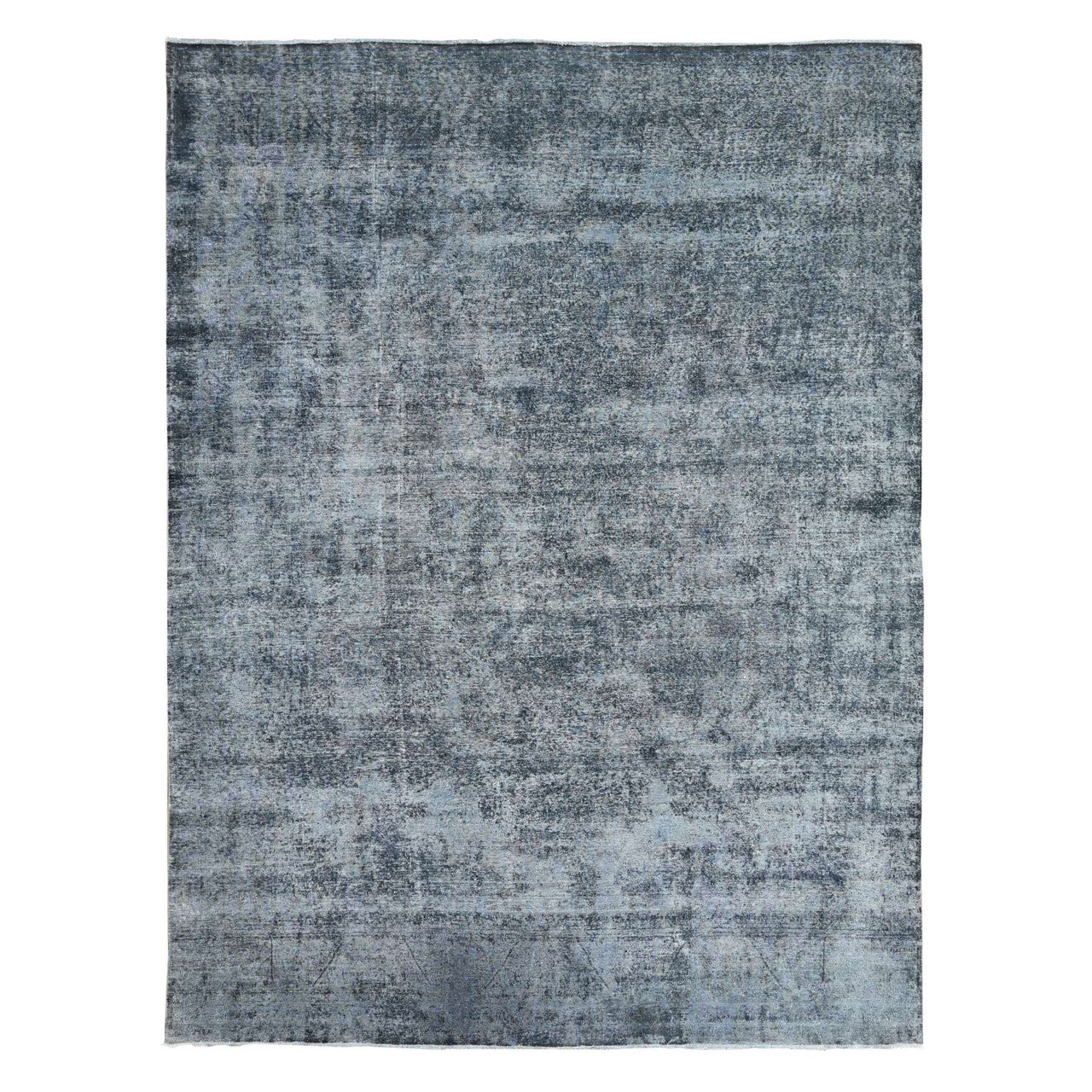 Gray 9'3" x 12'6" Overdyed & Vintage Hand knotted Wool Rug - Sku: O089653