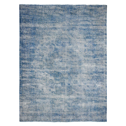 Overdyed & Vintage Wool Hand Knotted Rug Blue Blue 9.5X12.7 -O089654