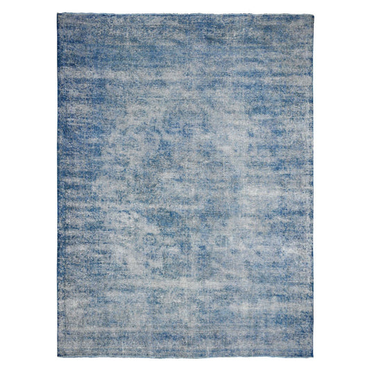 Overdyed & Vintage Wool Hand Knotted Rug Blue Blue 9.5X12.7 -O089654