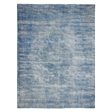 Overdyed & Vintage Wool Hand Knotted Rug Blue Blue 9.5X12.7 -O089654