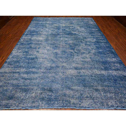 Overdyed & Vintage Wool Hand Knotted Rug Blue Blue 9.5X12.7 -O089654