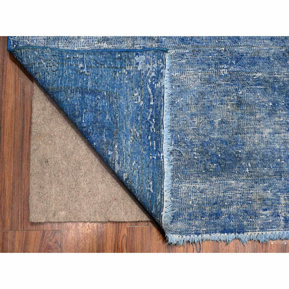 Overdyed & Vintage Wool Hand Knotted Rug Blue Blue 9.5X12.7 -O089654