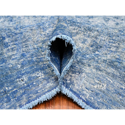 Overdyed & Vintage Wool Hand Knotted Rug Blue Blue 9.5X12.7 -O089654