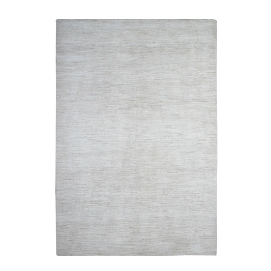 Modern and Contemporary Wool Hand Knotted Rug Ivory No Border 6.0X8.11 -O089656