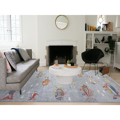 Modern and Contemporary Wool Hand Knotted Rug Grey No Border 8.10X11.9 -O089658